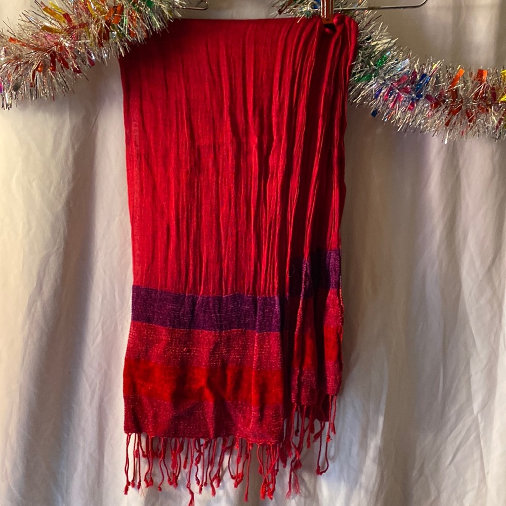 Burgundy chenille striped scarf